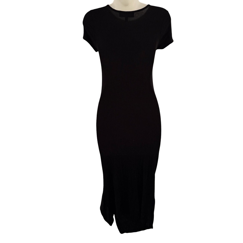 Obsessive Love Los Angeles Dress Womens Small Black Ribbed Bodycon Ruched Midi - Picture 10 of 16